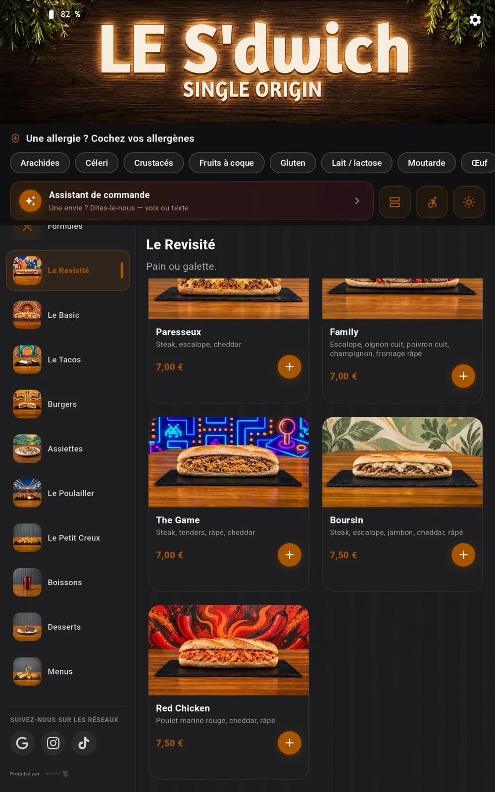Carte Le S’dwich, catégorie Le Revisité