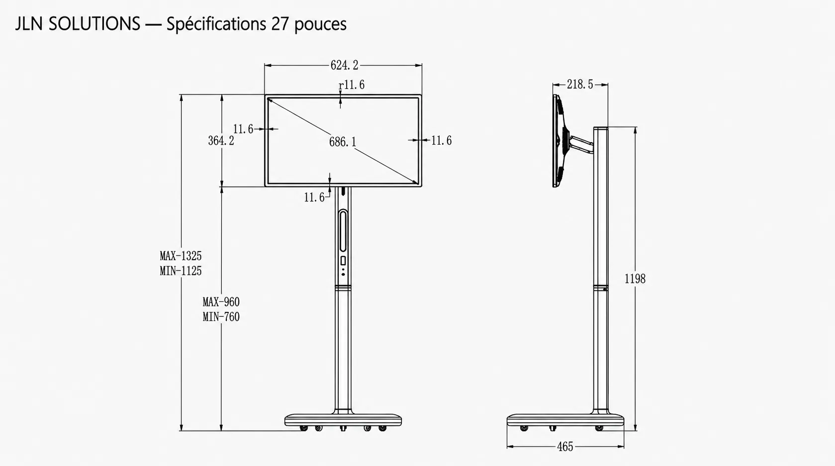Plan technique GLIDE 27 pouces