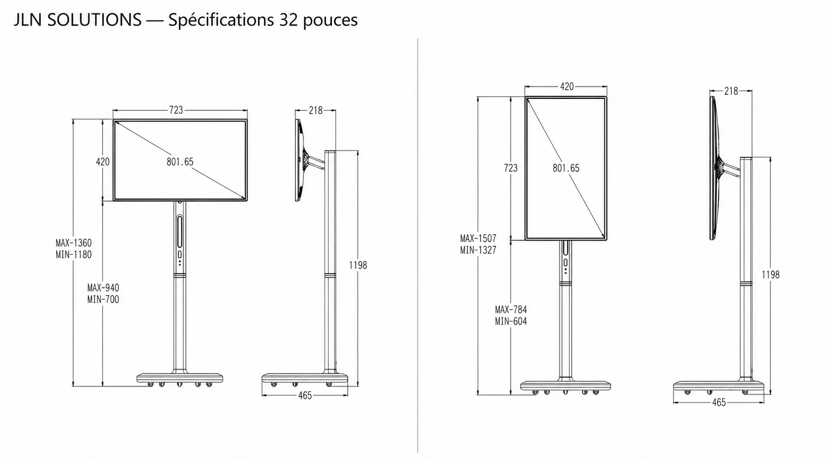 Plan technique GLIDE 32 pouces